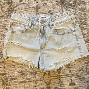 Garage Faded Blue Ripped Jean Shorts
